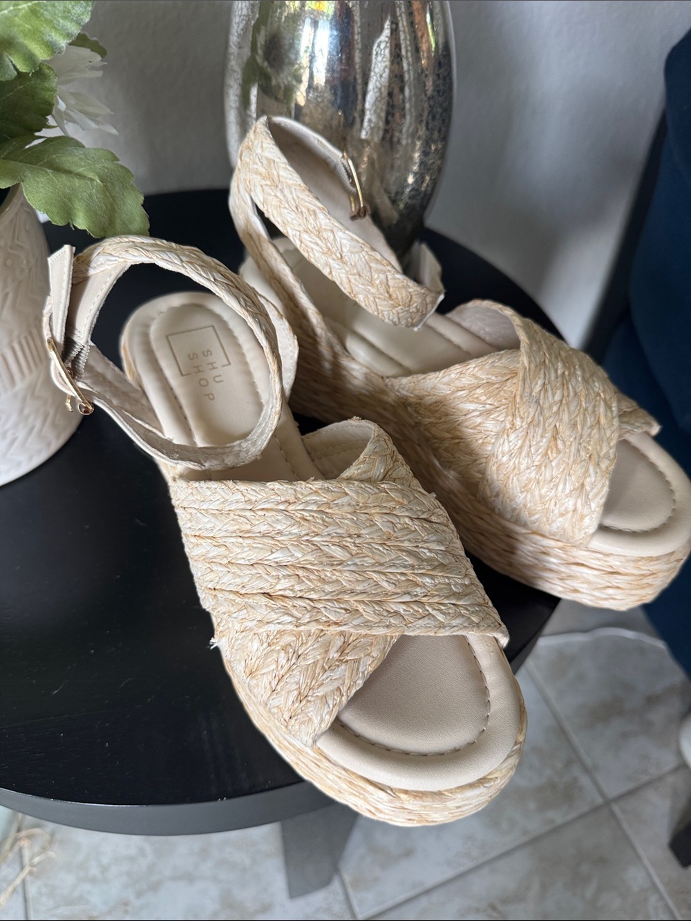 Shu Shop Strappy Espadrille Platform Sandals in Natural